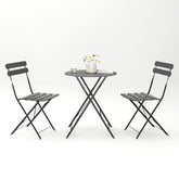 3 Pieces Patio Bistro Balcony Metail Chair Table Set - Gray