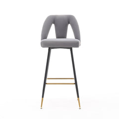 Contemporary Velvet Upholstered Connor 28" Bar Stool & Counter Stools - Set of 2 (Gray)