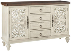 Cottage Style Console Table Whitewashed