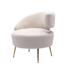 Barell Accent Chair - White with Golden feet