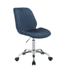 Armless Office Chair with Swivel - Twilight Blue Velvet & Chrome