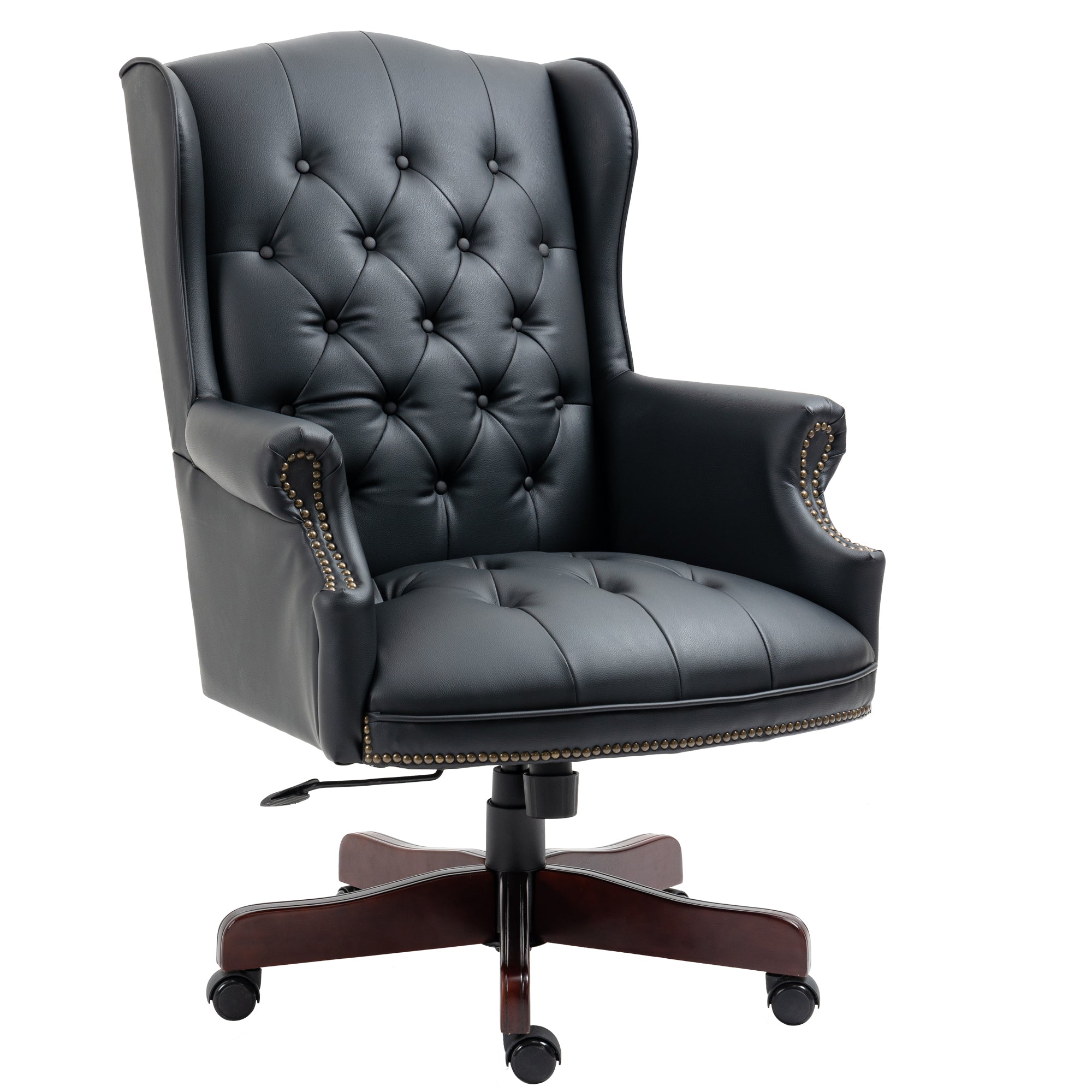 Executive Office Chair - High Back Reclining Comfortable Desk Chair - Ergonomic Design - Thick Padded Seat and Backrest - PU Leather Desk Chair with Smooth Glide Caster Wheels - Black