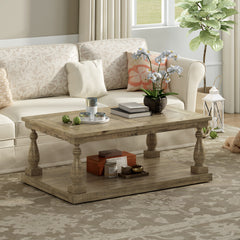 Rustic Coffee Table with Storage - Solid Pine Wood