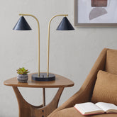 Bower 2-Light Metal Table Lamp with Chimney Shades - Black