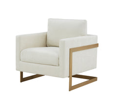 Contemporary Cream & Gold Fabric Accent Chair