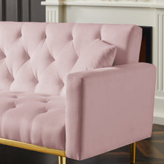 PINK Convertible Folding Futon Sofa Bed, Sleeper Sofa Couch