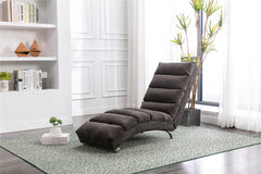 Linen Modern Long Lounger Chair - Dark Gray