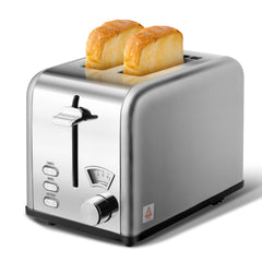2-Slice Toaster with 1.5 inch Wide Slot, 5 Browning Setting and 3 Function: Bagel, Defrost & Cancel, Retro Stainless-Steel Style, Toast Bread Machine with Removable Crumb Tray, Silver