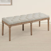 45 Inch 6-Leg Wide Contemporary Rectangle Large Ottoman Bench in Grey Linen Look Fabric