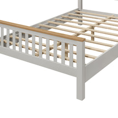 King Size Country Platform Bed with Oak Top - Grey