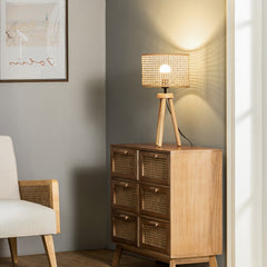 Wood Rattan Table Lamp