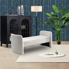Contemporary Bench Design Ottoman 52" - Teddy White
