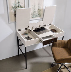 Warm Wooden Built-in USB Port Writing Desk - Natural & Black Finish