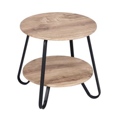 Round Coffee Tables 2 Tier Storage Table Farmhouse Small Side Table