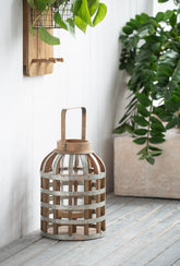 Decorative Wooden Lantern with Handle for Indoor/Outdoor