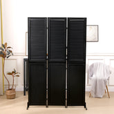 3 Panel Room Divider 6Ft Wood - Black