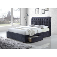 Elegant King Bed - Dark Gray Fabric