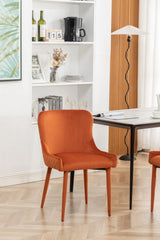Velvet Dining Chair Flannel Wrapped Metal Leg Chair (Set of 2) - Orange