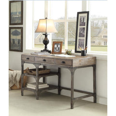 Rustic Desk - Weathered Oak & Antique Silver