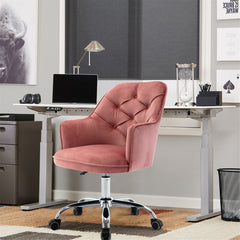 Modern Velvet Swivel Shell Chair - Pink Red
