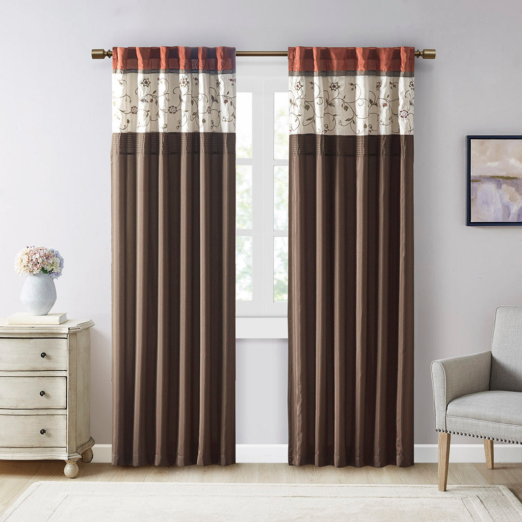 Embroidered Curtain Panel - Spice