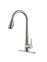 High Arc Single Handle Kitchen Sink Faucet with Deck Plate - Brushed Nickel
