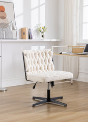 Armless Office Desk Chair No Wheels - White