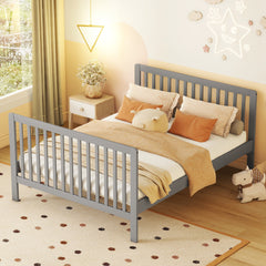 Convertible Crib/Full Size Bed with Changing Table - Gray
