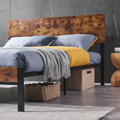 King Size Bed Frame Wooden Headboard and Footboard + Large Under Bed Storage - Dark Brown