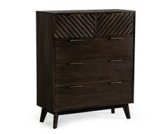 Mid-Century Dark Acacia Chest - Brown