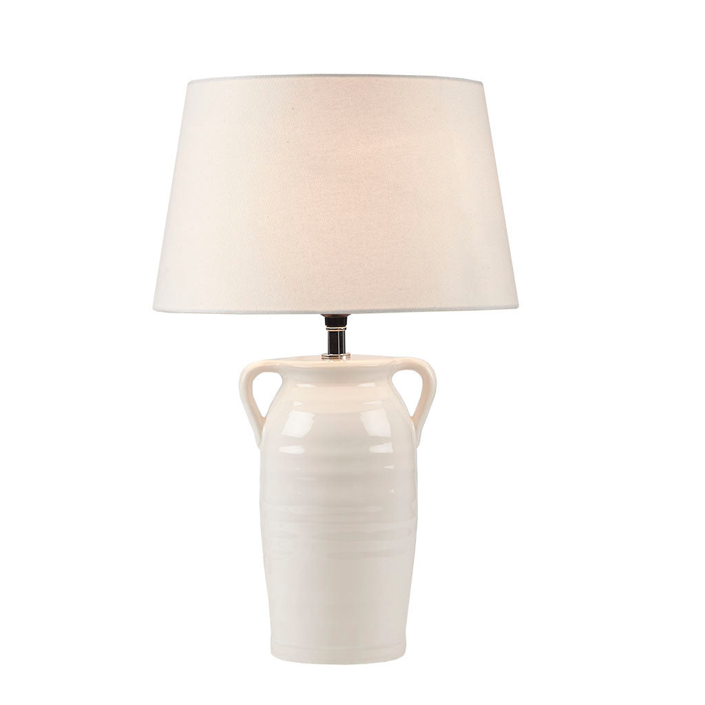 Everly Ceramic Table Lamp with Handles - White