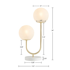 Zusa Metal 2-Light Globe Table Lamp - Gold