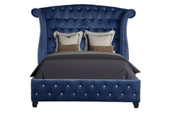 Elegant Queen Size Bed - Blue