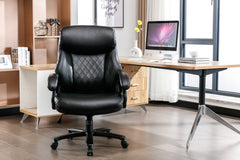Office Desk Chair with High Quality PU Leather Adjustable Height/Tilt 360-Degree - Black