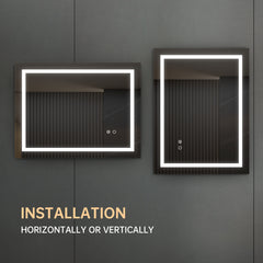 MAICOSY LED Lighted Mirror Bathroom Mirrors Wall Touch Dimmable Anti-Fog 32"x24"