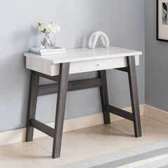 Home Office Desk White & Distressed Grey