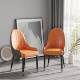 Modern PU Sponge-filled Dining Chairs (Set of 2) - Black and Orange