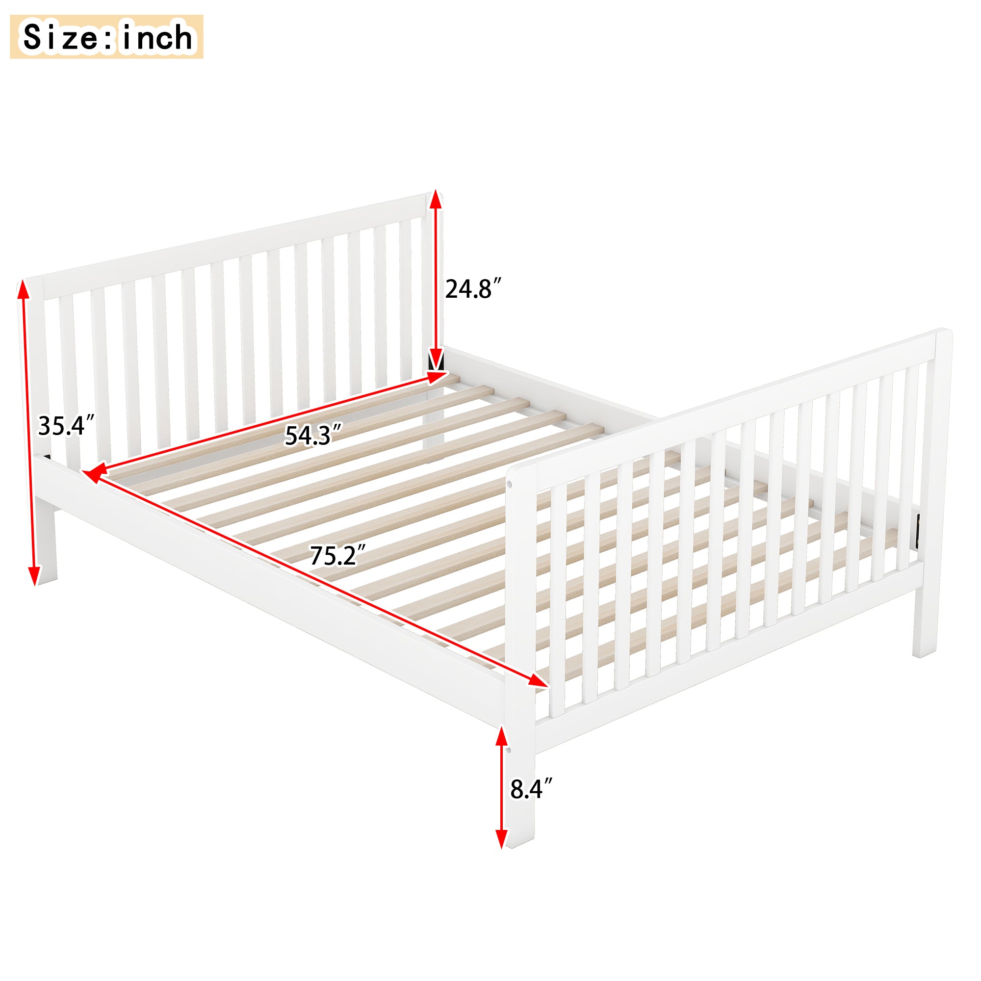 Convertible Crib/Full Size Bed with Changing Table - White