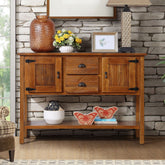 48'' Solid Wood Sideboard Cabinet with 2 Drawers, Dining Buffet - Brown