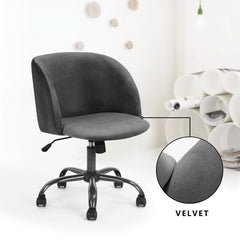 Modern Velvet Upholstered Home Office Chair - Dark Grey