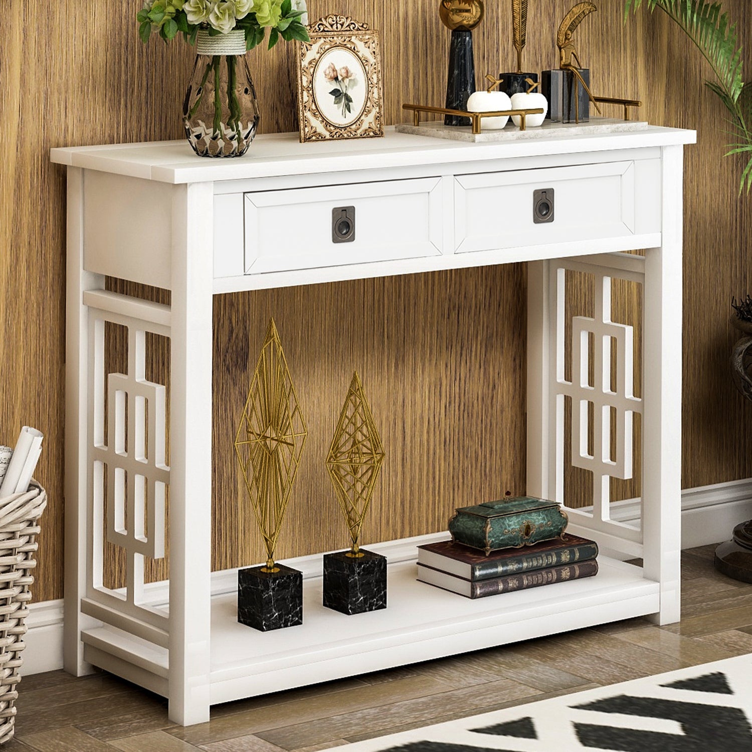 2-drawer console table white