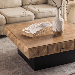 MAICOSY 41.33" Retro Coffee Table Stylish 3D Design 2 Drawer Apartment Furniture