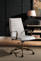 Vintage Office Chair Top Grain Leather - White