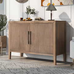 Cabinet Sideboard Wooden with 2 Metal handles and 2 Doors - Beige