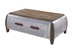 Brancaster Coffee Table - Antique Oak & Aluminum