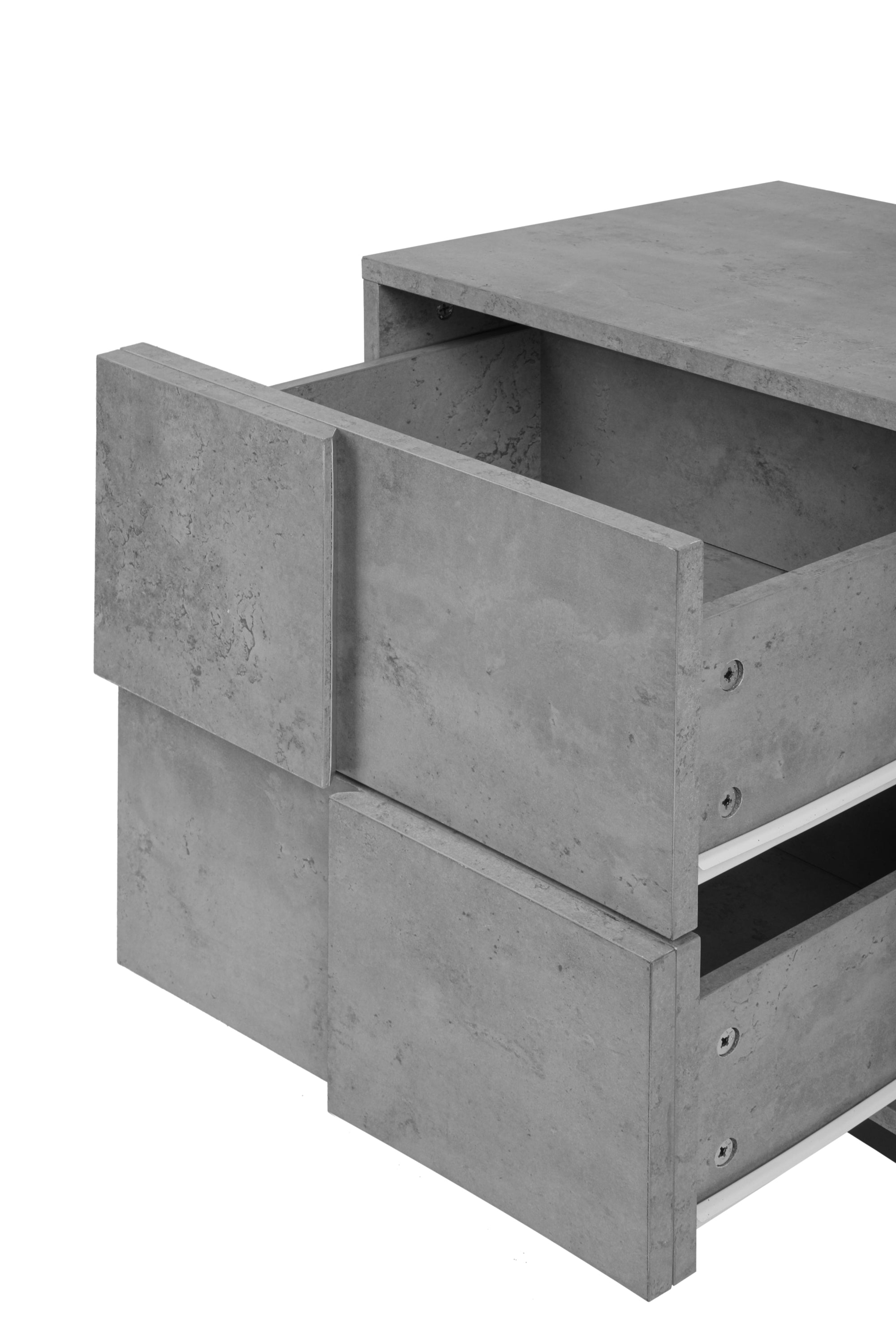 2 Drawer Nightstand,geometric elements - Cement Grey