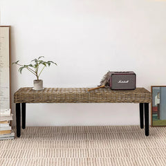 Rattan Bench - Grey