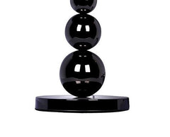 Pearl Black Chrome Finish Metal Three Tier Ball Lamp - Black Fabric Shade