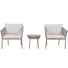 Woven Rope Outdoor Set, Luxury & Simple, including 2 single chairs and 1 coffee table