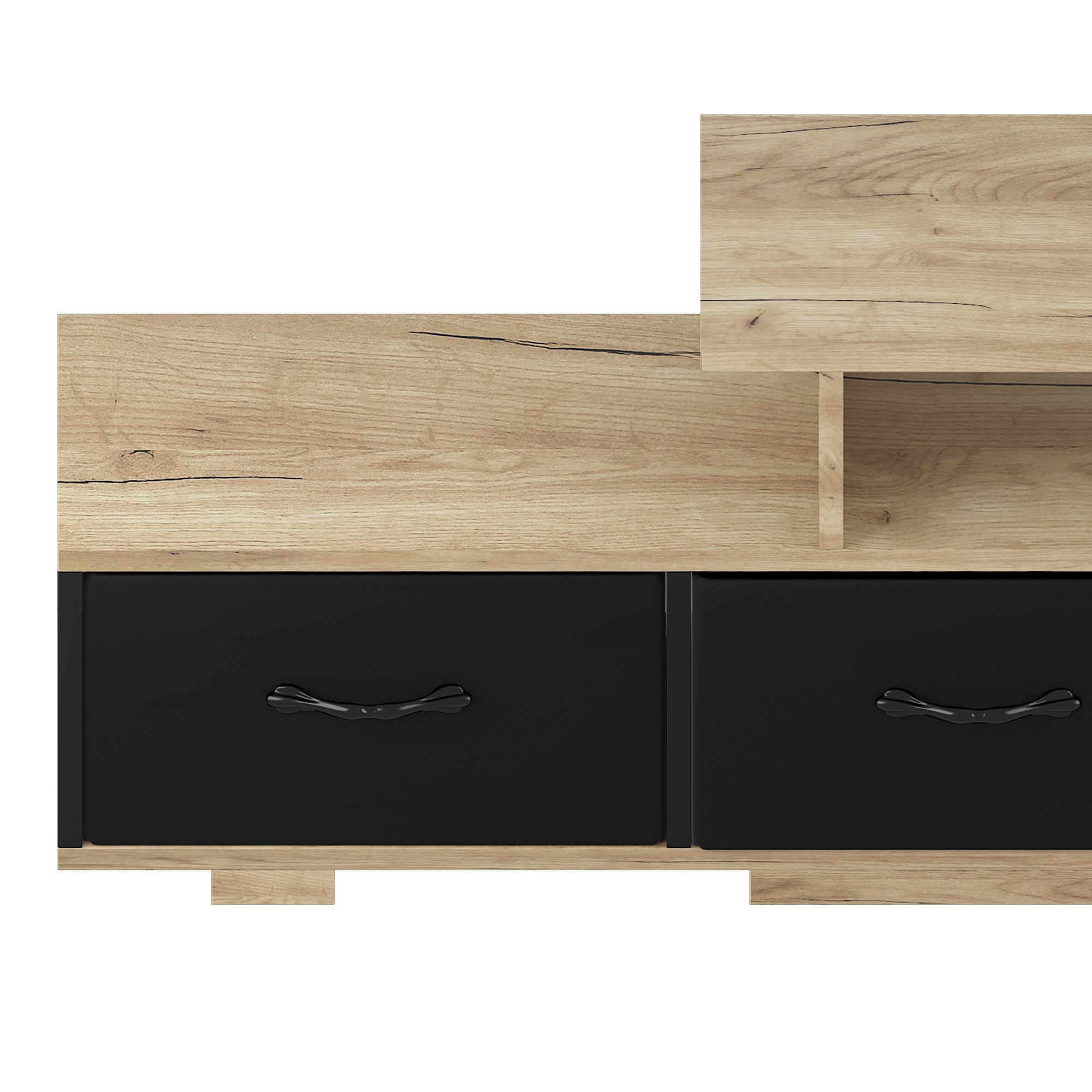 Black TV unit with wood texture